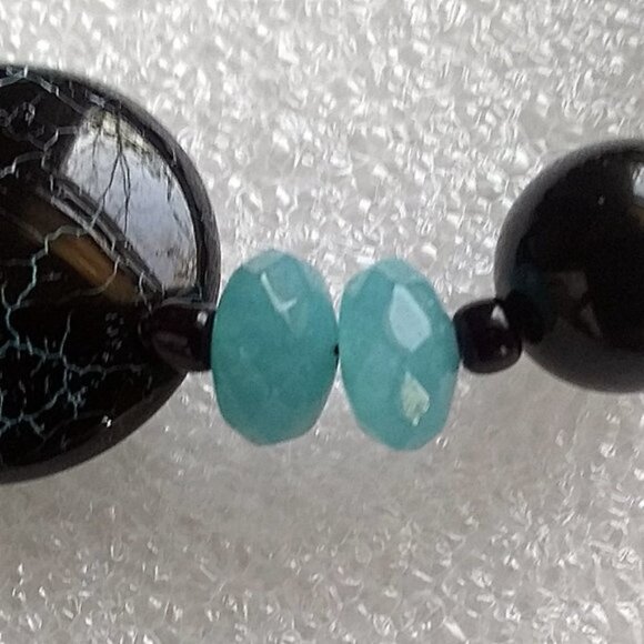 Chunky Beaded Boho Beachy Bracelet - Bigger Wrists 8.25" Agate Beads - Picture 6 of 10